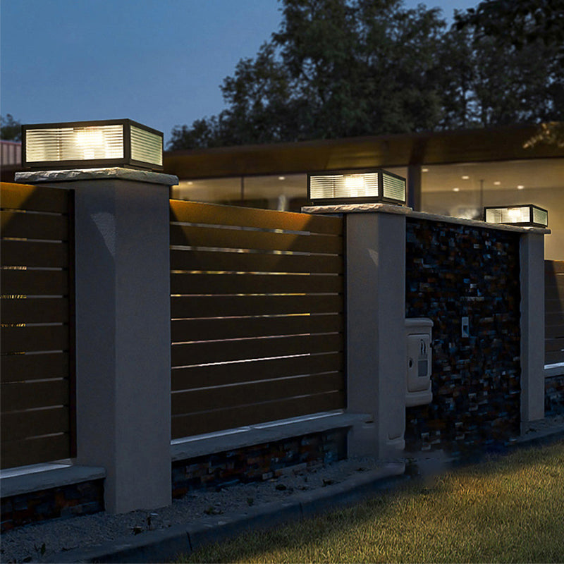 Modern Simple LED Pillar Lamp Glass Shade Solar Light for Backyard