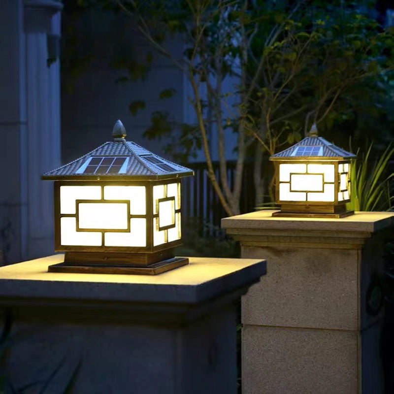Contemporary Pillar Lamp Minimalist LED Solar Light for Backyard