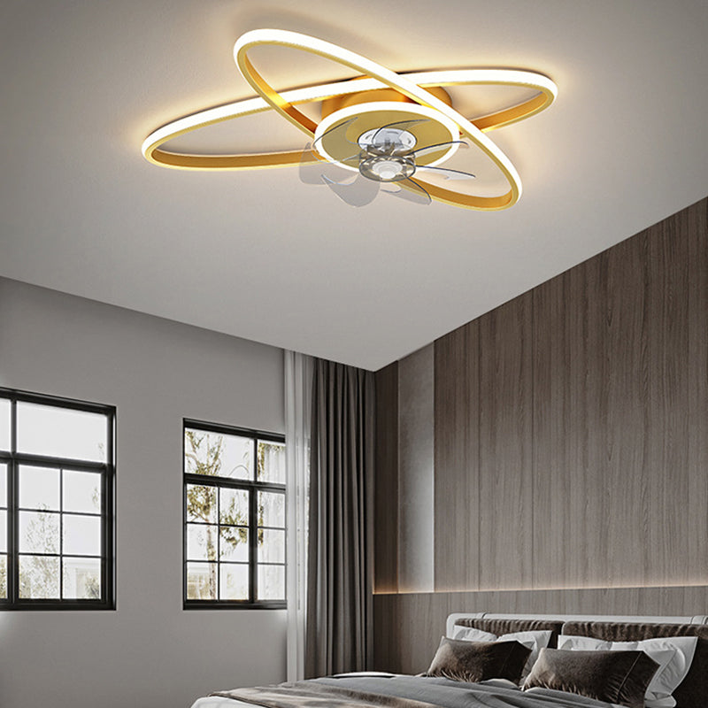 Oval 3 - Light LED Fan Light in Black / Gold Modern Ceiling Fan