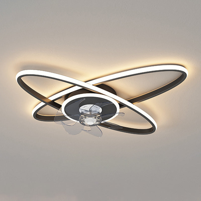 Oval 3 - Light LED Fan Light in Black / Gold Modern Ceiling Fan