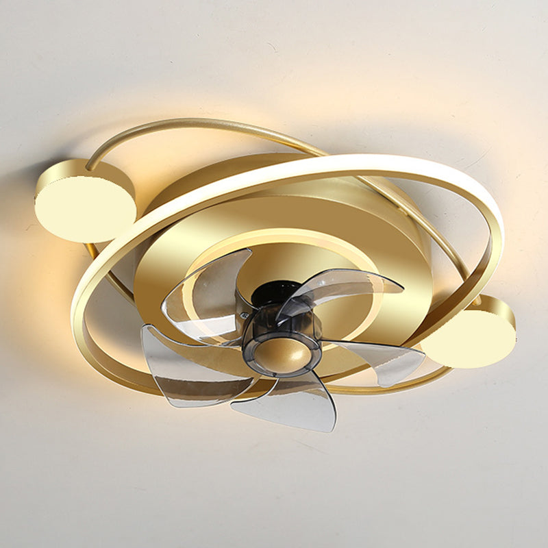 Oval LED Polished Gold Fan Mount Metal and Acrylic Contemporary Ceiling Fan