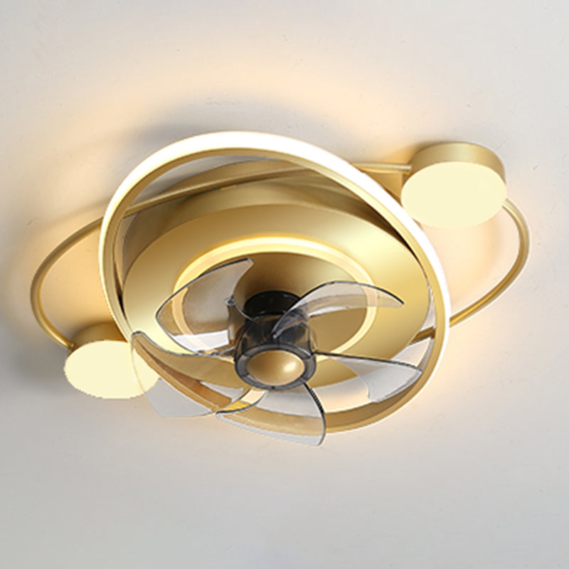 Oval LED Polished Gold Fan Mount Metal and Acrylic Contemporary Ceiling Fan