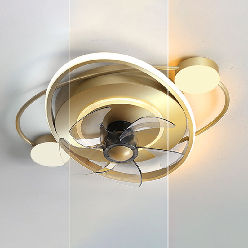 Oval LED Polished Gold Fan Mount Metal and Acrylic Contemporary Ceiling Fan