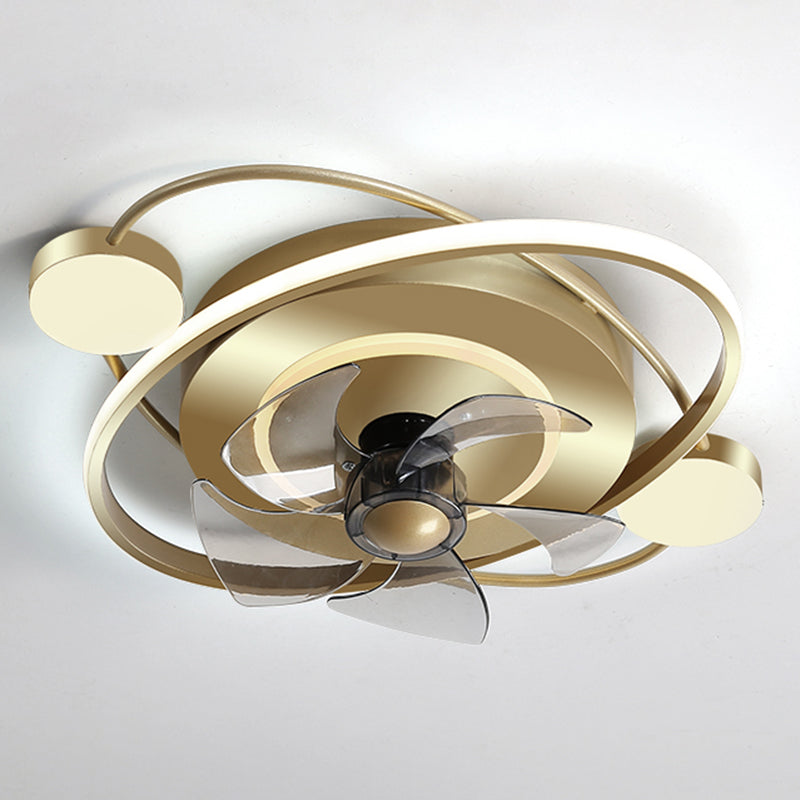 Oval LED Polished Gold Fan Mount Metal and Acrylic Contemporary Ceiling Fan