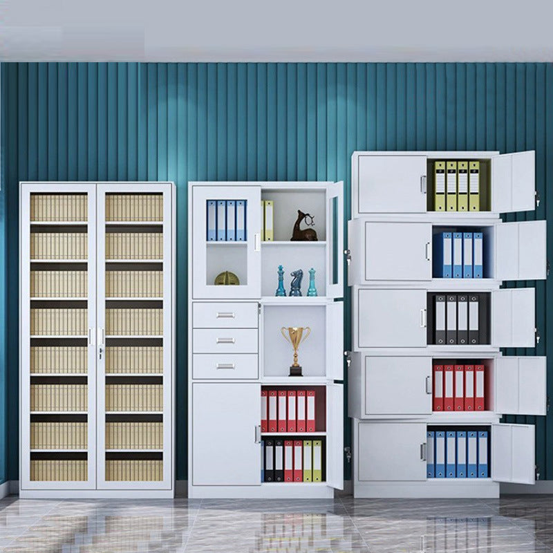 Contemporary Cabinet Glass Vertical Filing Cabinet with Storage Shelves