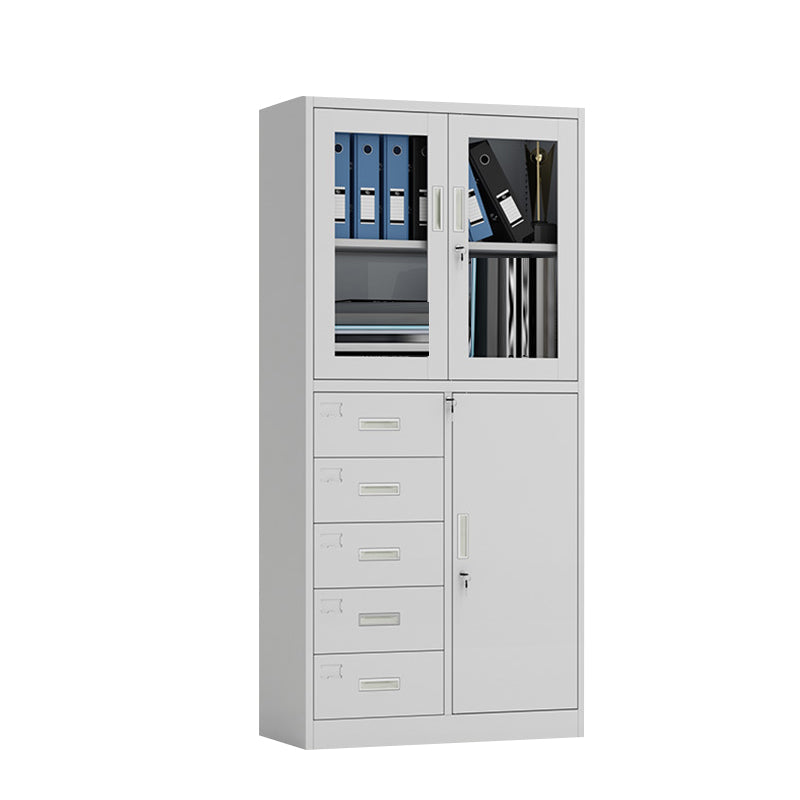 Contemporary Cabinet Glass Vertical Filing Cabinet with Storage Shelves