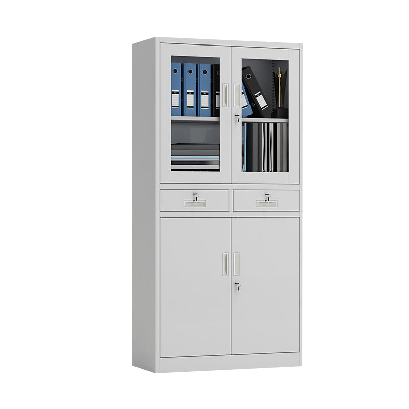 Contemporary Cabinet Glass Vertical Filing Cabinet with Storage Shelves