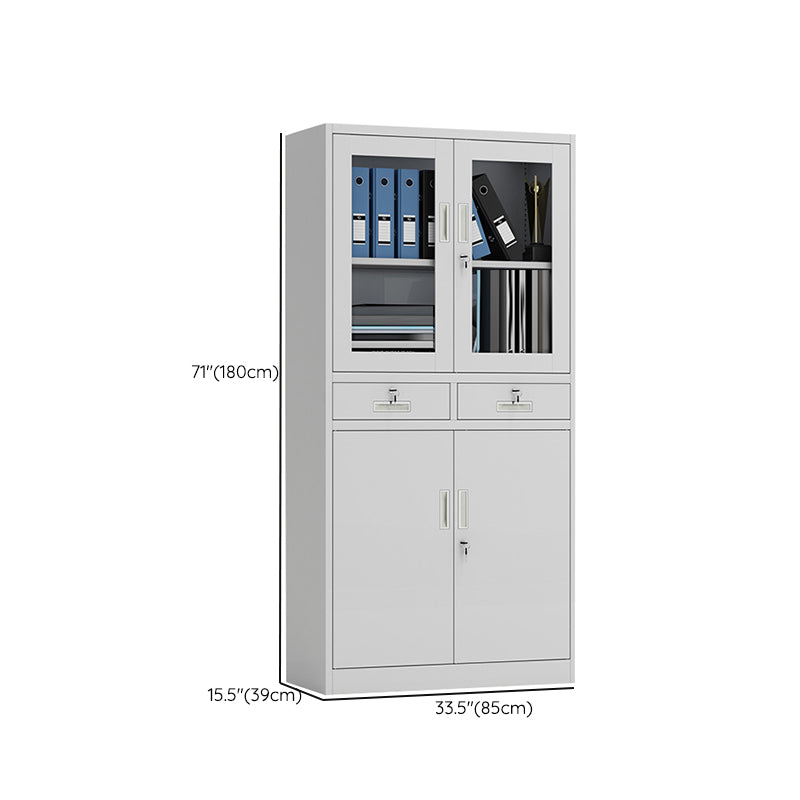 Contemporary Cabinet Glass Vertical Filing Cabinet with Storage Shelves