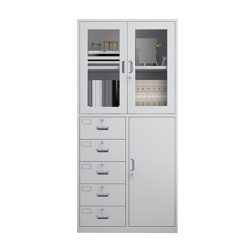 Modern Glass Cabinet Locking Drawers and Storage Shelves Filing Cabinet