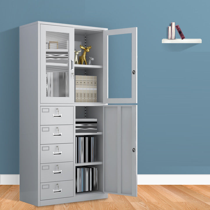 Modern Glass Cabinet Locking Drawers and Storage Shelves Filing Cabinet