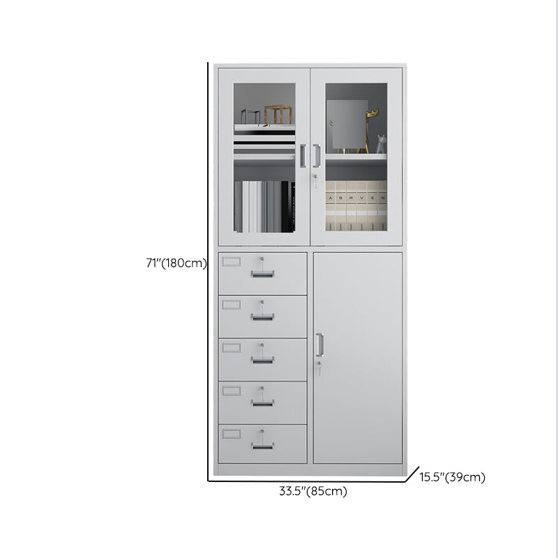 Modern Glass Cabinet Locking Drawers and Storage Shelves Filing Cabinet