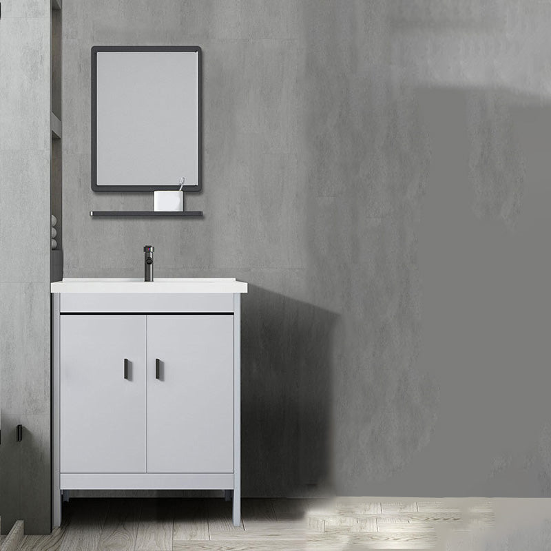 Contemporary Sink Vanity Freestanding Mirror Cabinet Open Console with Sink Set