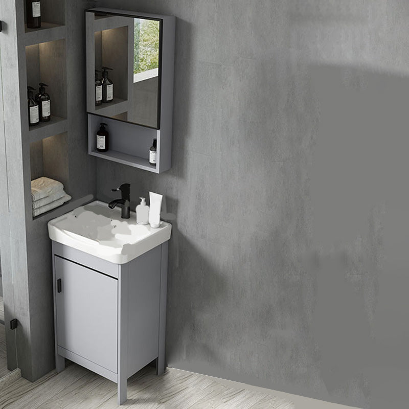 Contemporary Sink Vanity Freestanding Mirror Cabinet Open Console with Sink Set