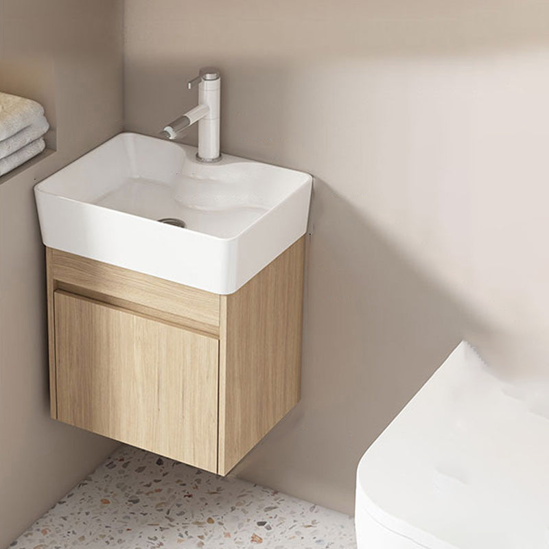 Basic Wooden Sink Vanity Wall-Mounted Vanity Cabinet with Mirror Cabinet