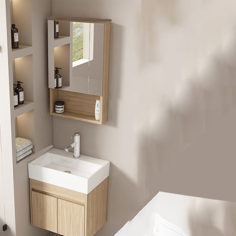 Basic Wooden Sink Vanity Wall-Mounted Vanity Cabinet with Mirror Cabinet