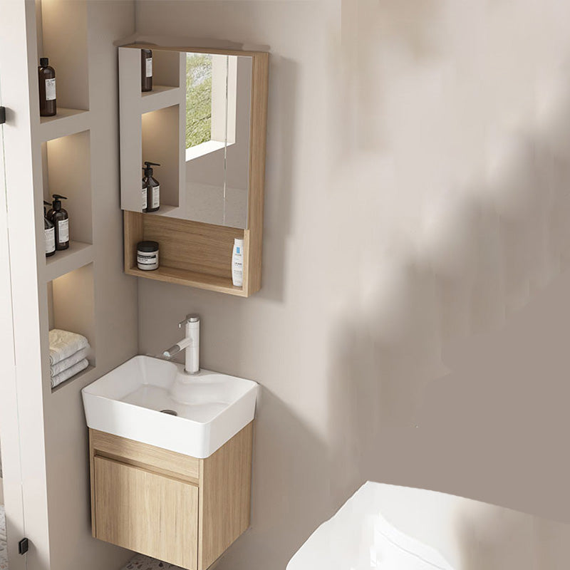 Basic Wooden Sink Vanity Wall-Mounted Vanity Cabinet with Mirror Cabinet