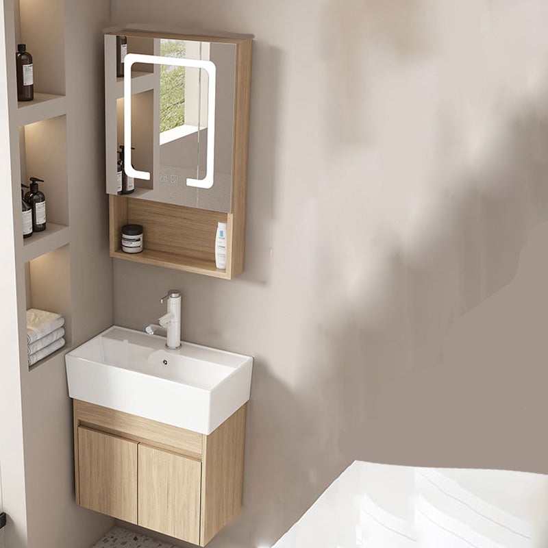 Basic Wooden Sink Vanity Wall-Mounted Vanity Cabinet with Mirror Cabinet