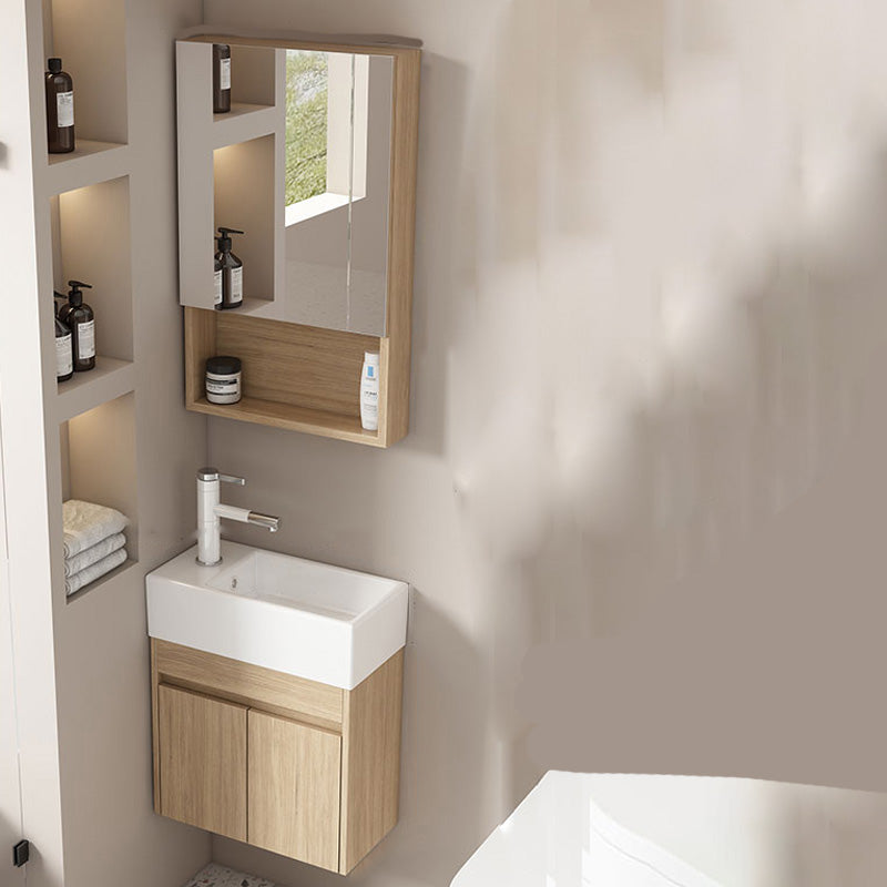 Basic Wooden Sink Vanity Wall-Mounted Vanity Cabinet with Mirror Cabinet