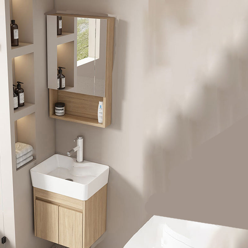 Basic Wooden Sink Vanity Wall-Mounted Vanity Cabinet with Mirror Cabinet