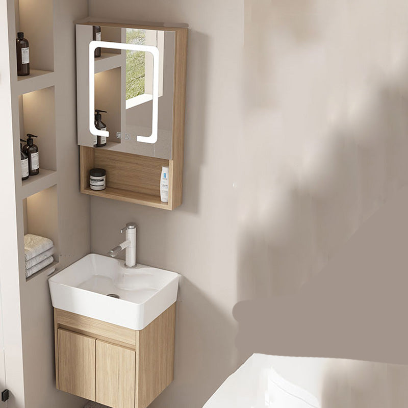 Basic Wooden Sink Vanity Wall-Mounted Vanity Cabinet with Mirror Cabinet