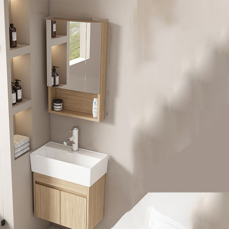 Basic Wooden Sink Vanity Wall-Mounted Vanity Cabinet with Mirror Cabinet