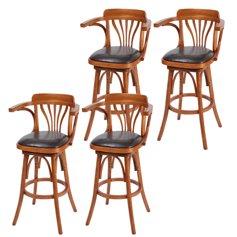 Industrial Armed Bar Stools Oak Wood Dining Stool with Footrest