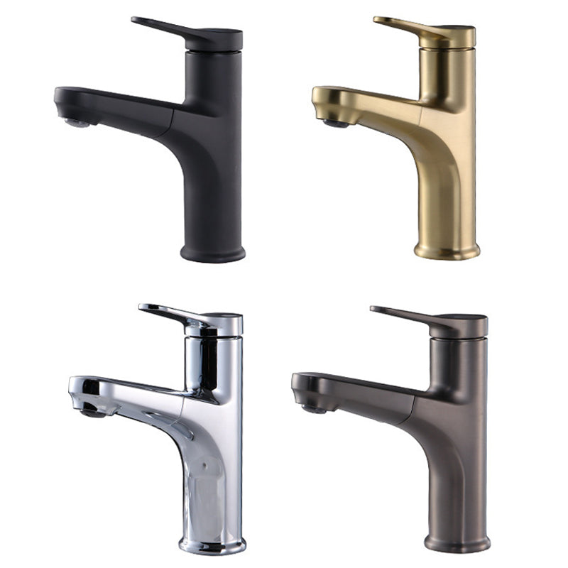 Contemporary Vessel Faucet Copper Pure Color Single Handle Retractable Vessel Faucet