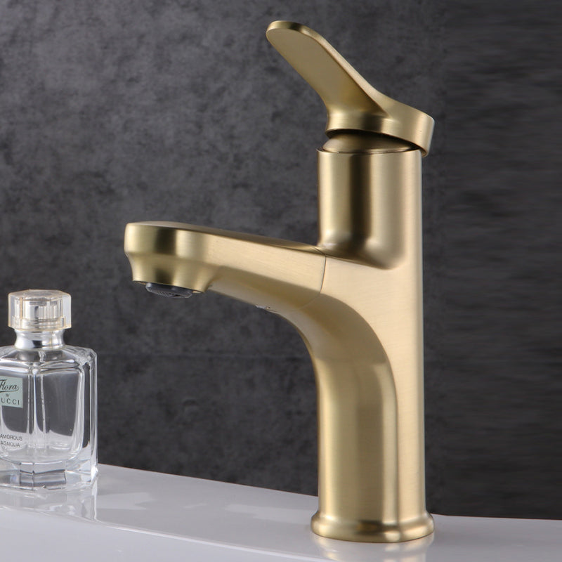 Contemporary Vessel Faucet Copper Pure Color Single Handle Retractable Vessel Faucet