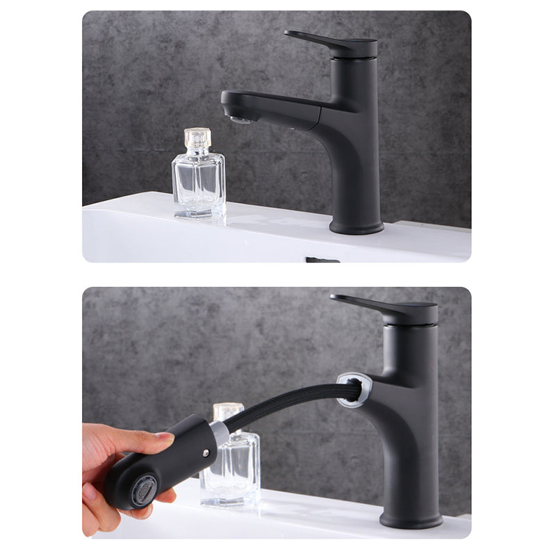 Contemporary Vessel Faucet Copper Pure Color Single Handle Retractable Vessel Faucet