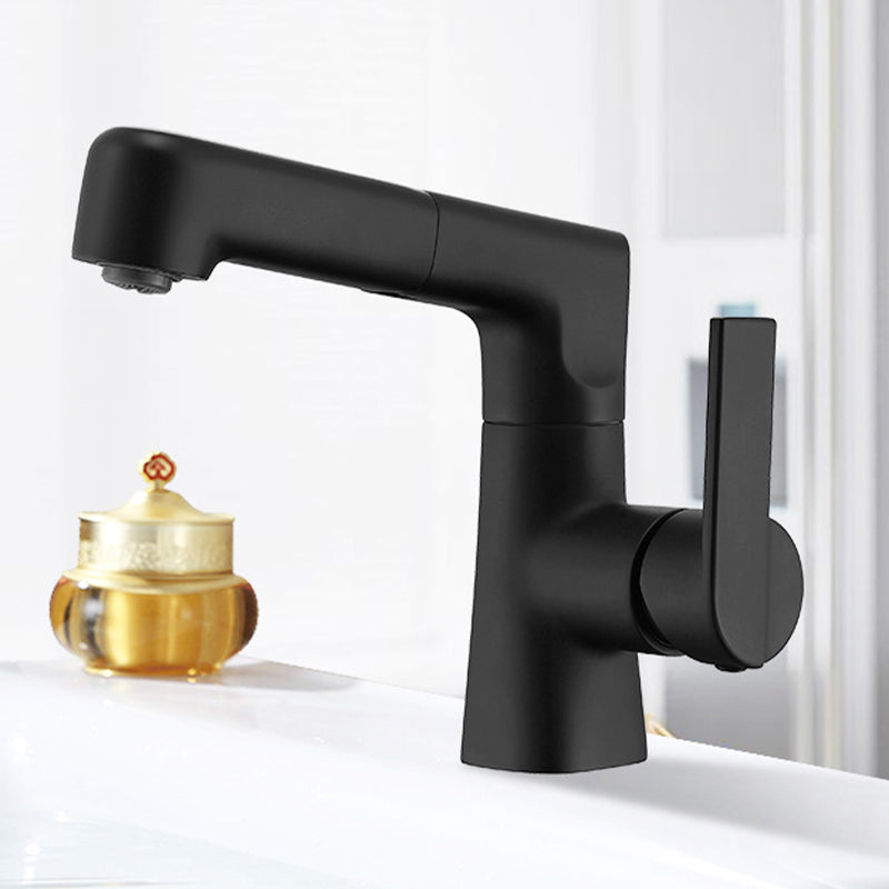 Modern Vessel Faucet Copper Pure Color Single Handle Retractable Vessel Faucet