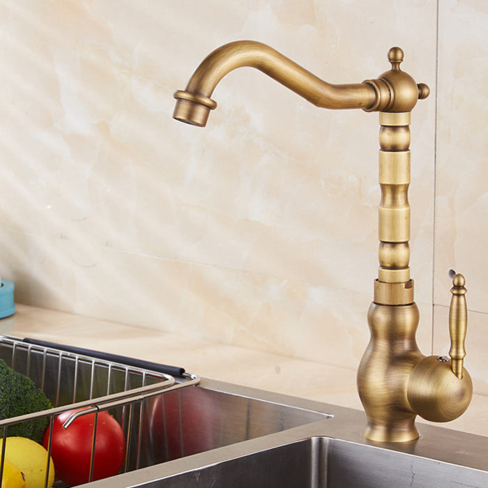 Traditional Standard Bar Faucet 1-Handle Kitchen Faucet in Gold