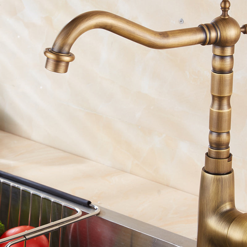 Traditional Standard Bar Faucet 1-Handle Kitchen Faucet in Gold