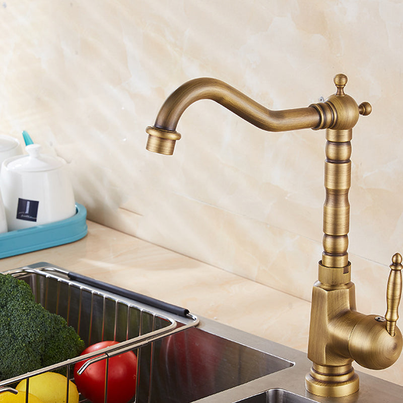 Traditional Standard Bar Faucet 1-Handle Kitchen Faucet in Gold