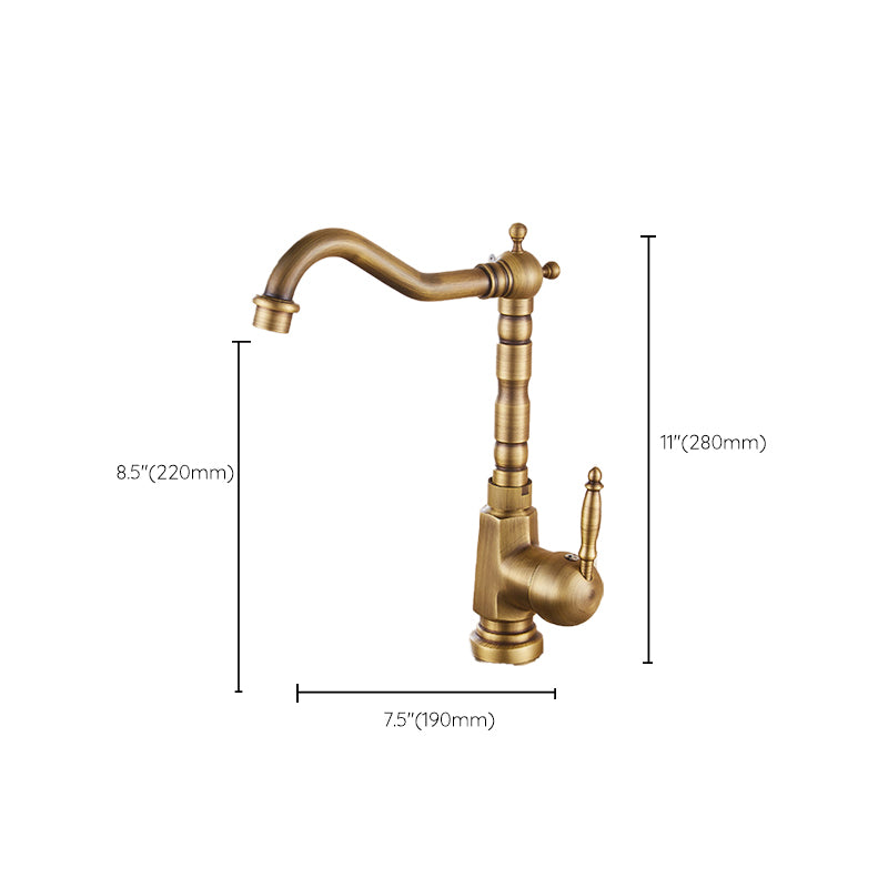 Traditional Standard Bar Faucet 1-Handle Kitchen Faucet in Gold