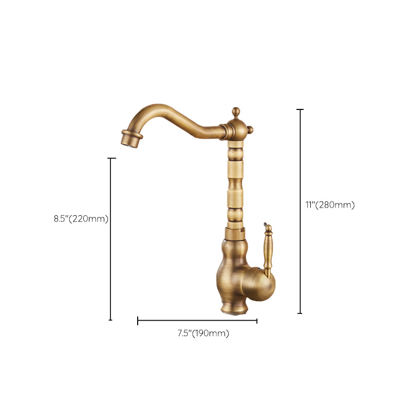 Traditional Standard Bar Faucet 1-Handle Kitchen Faucet in Gold