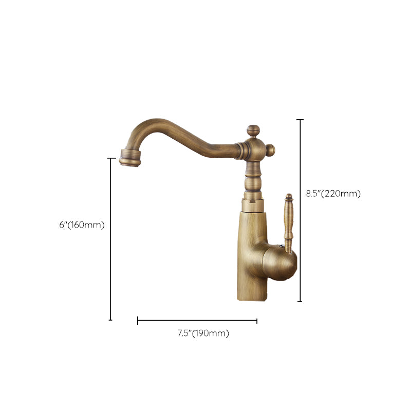 Traditional Standard Bar Faucet 1-Handle Kitchen Faucet in Gold