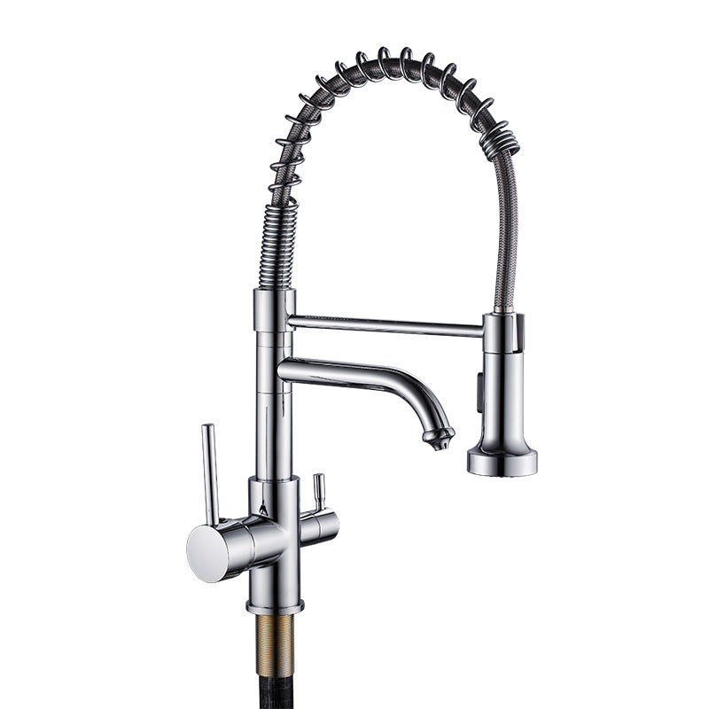 Pull Down Sprayer Kitchen Faucet 2-Handle Bar Faucet with Supply Lines