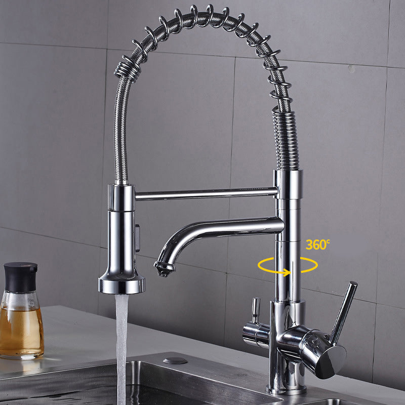 Pull Down Sprayer Kitchen Faucet 2-Handle Bar Faucet with Supply Lines