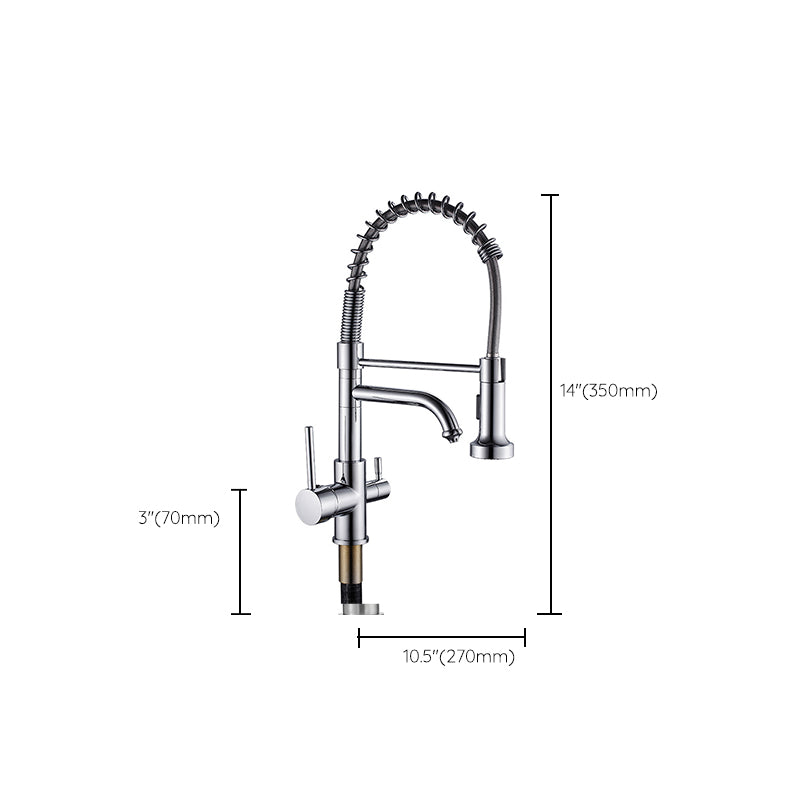 Pull Down Sprayer Kitchen Faucet 2-Handle Bar Faucet with Supply Lines