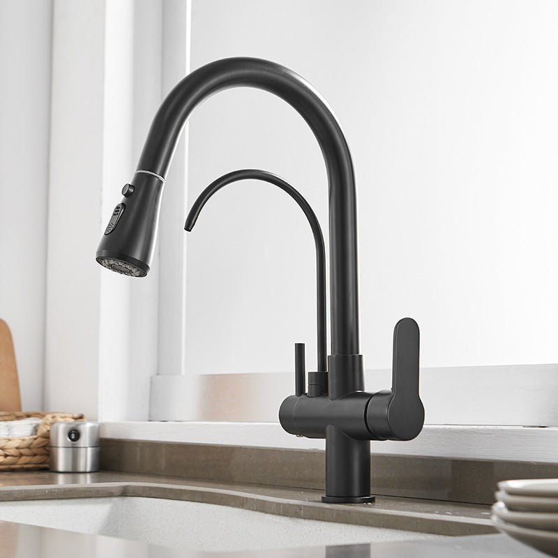 Modern 2-Handle Kitchen Faucet with Sprayer and Water Dispenser Bar Faucet