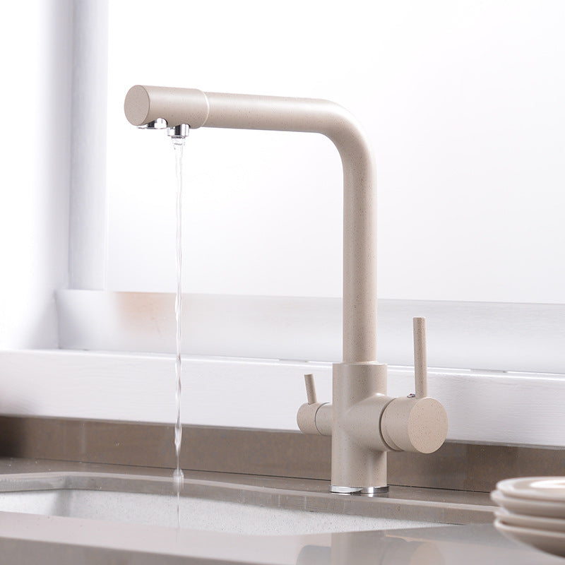 Modern Pure Color Kitchen Faucet with Handles and Supply Lines Bar Faucet