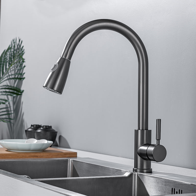 1-Handle Kitchen Faucet Pull down Sprayer with Supply Lines Bar Faucet