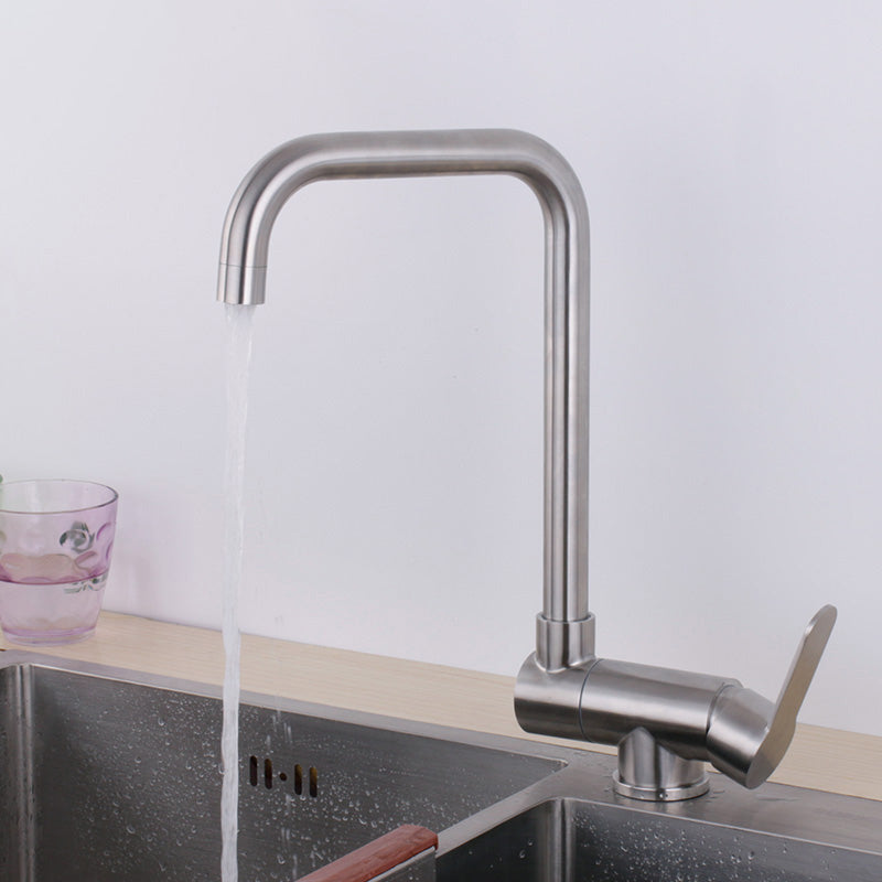 Modern Bar Faucet 1-Handle in Silver Kitchen Faucet with Supply Lines