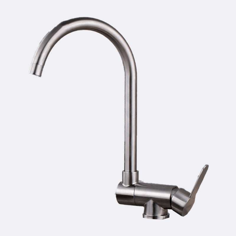 Modern Bar Faucet 1-Handle in Silver Kitchen Faucet with Supply Lines