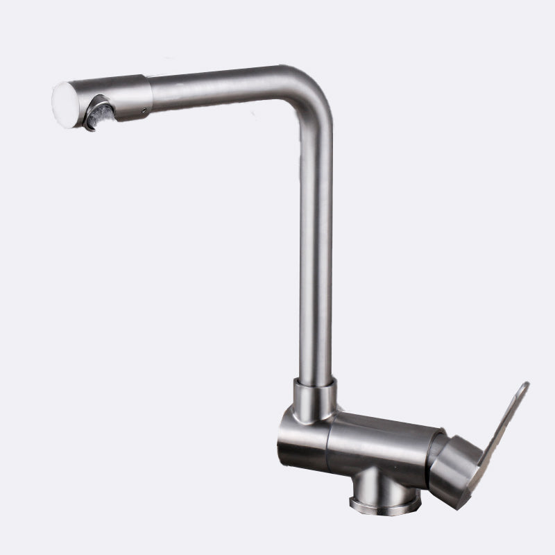 Modern Bar Faucet 1-Handle in Silver Kitchen Faucet with Supply Lines