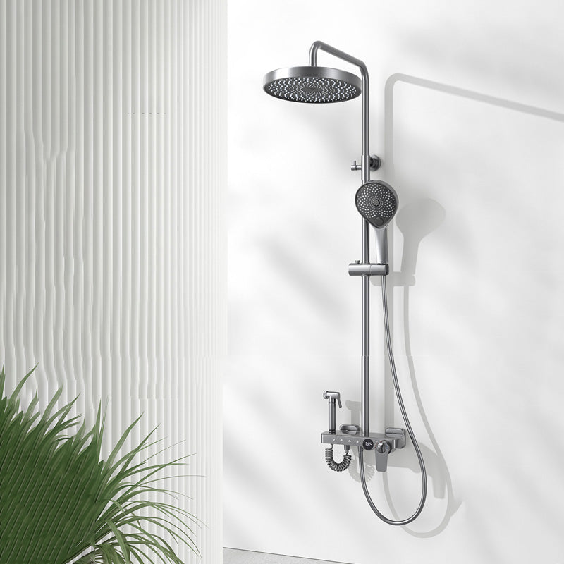 Contemporary Shower Set Dual Shower Head Slide Bar Thermostatic Wall Mounted Shower System