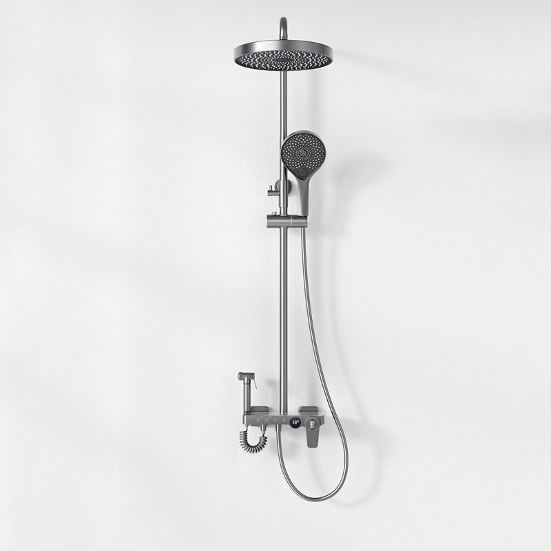 Contemporary Shower Set Dual Shower Head Slide Bar Thermostatic Wall Mounted Shower System