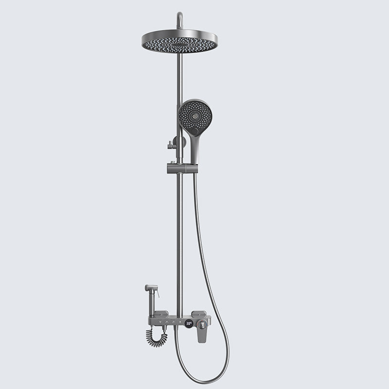 Contemporary Shower Set Dual Shower Head Slide Bar Thermostatic Wall Mounted Shower System