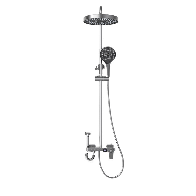 Contemporary Shower Set Dual Shower Head Slide Bar Thermostatic Wall Mounted Shower System