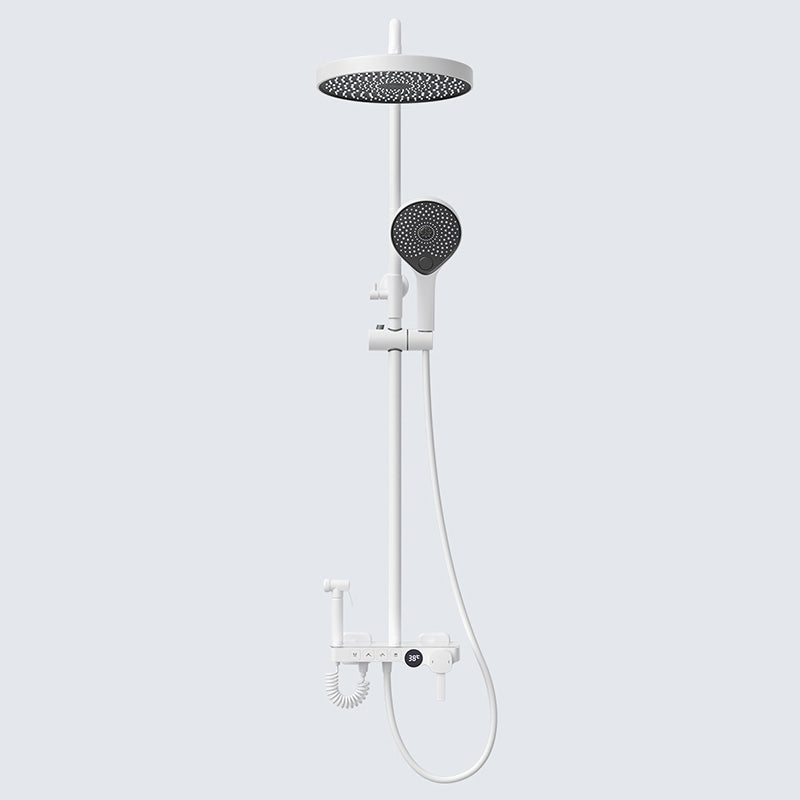 Contemporary Shower Set Dual Shower Head Slide Bar Thermostatic Wall Mounted Shower System